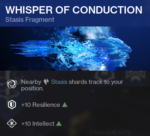 Whisper of Conduction Stasis Fragment Destiny 2 D2