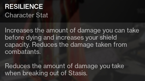 Resilience Destiny 2 D2 character stat warlock hunter