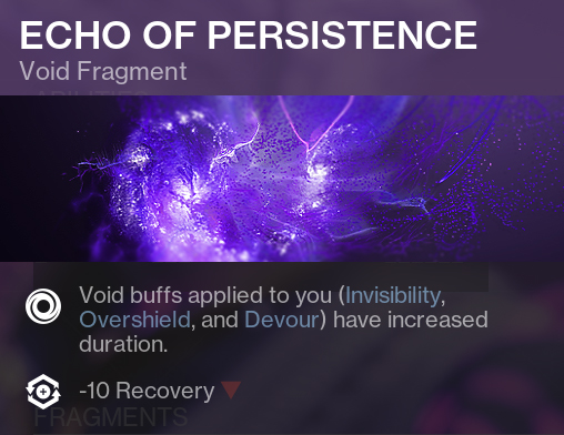 Echo of Persistence warlock void fragment destiny2 info