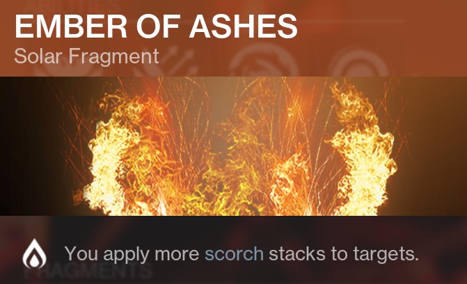 Ember of Ashes solar fragment Destiny 2