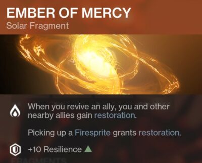 Ember of Mercy solar fragment Destiny 2