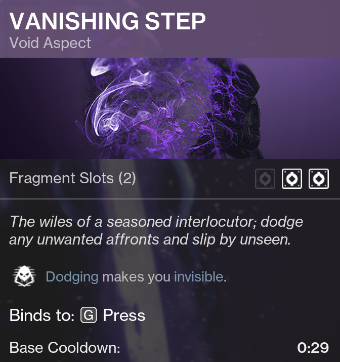 Vanishing Step Void Aspect Hunter Destiny 2