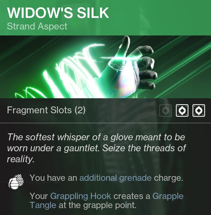 Widows Silk Strand Aspect Hunter Destiny 2